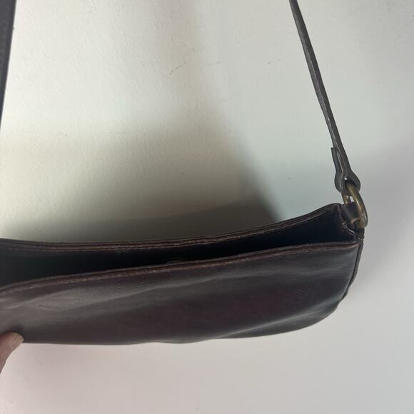 VTG Express Small Leather Hobo Baguette Purse Studded Brown Gold Y2K - Picture 9 of 13